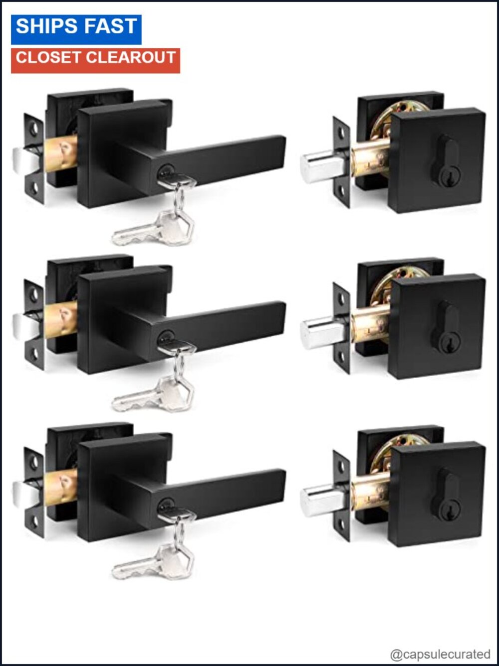 Heavy Duty Flat Entry Lever Lockset & Single Cylinder Deadbolt Combo, 3 Pack